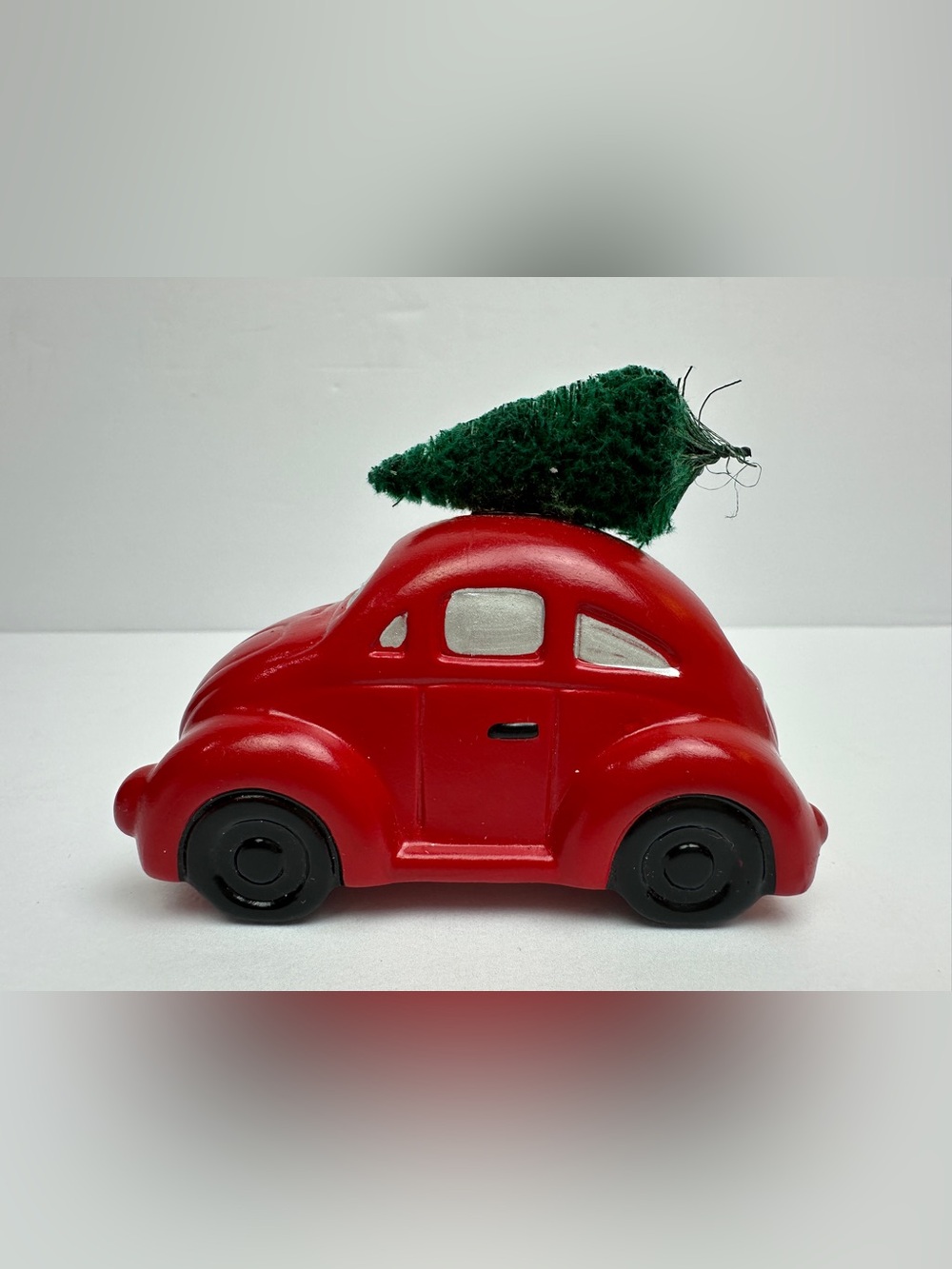 🚗🎄 Vintage Department 56 Snow Village “Auto With Tree” VW Beetle #50555 ✨